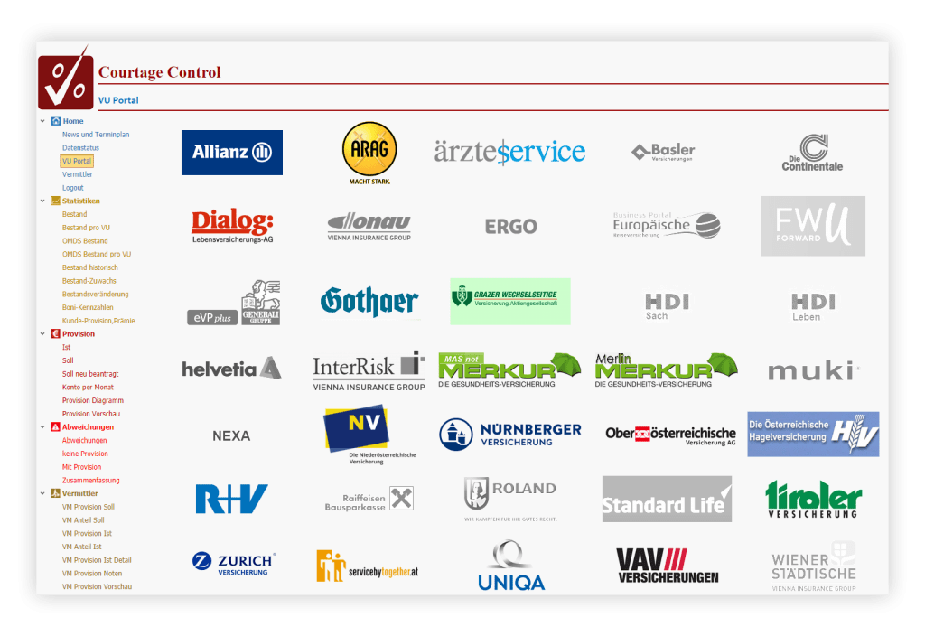 Single-Sign-On Versicherungsportale in der Courtage-Control Datenauskunft